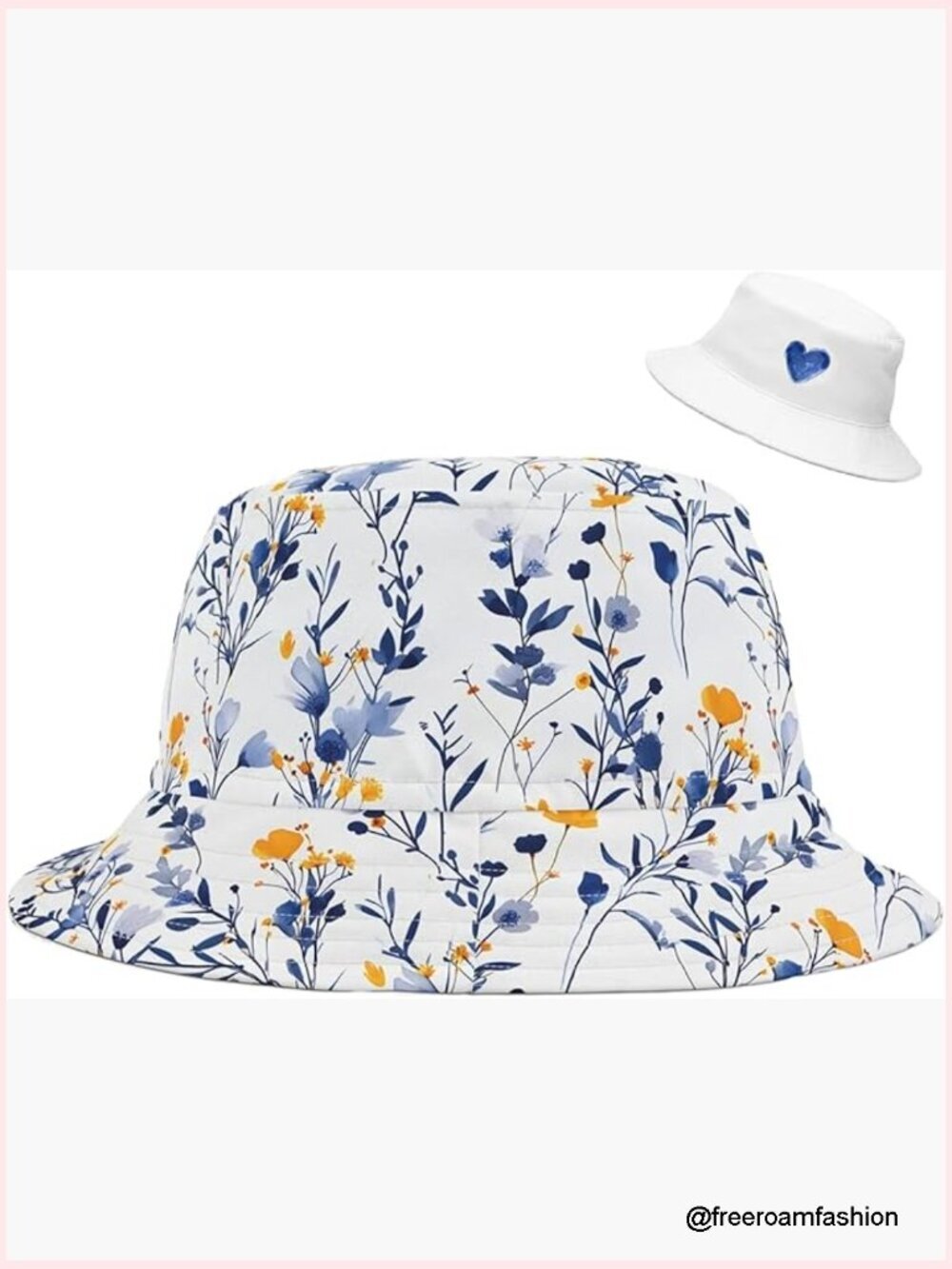 Reversible Floral Bucket Hat Unisex Sun Protection Fisherman Cap